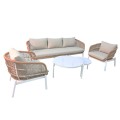 OUTDOOR LOUNGE SET 5PCS MEMFIS FK6470.03 ALUMINUM-ROPE-CERAMIC TOP--WHITE