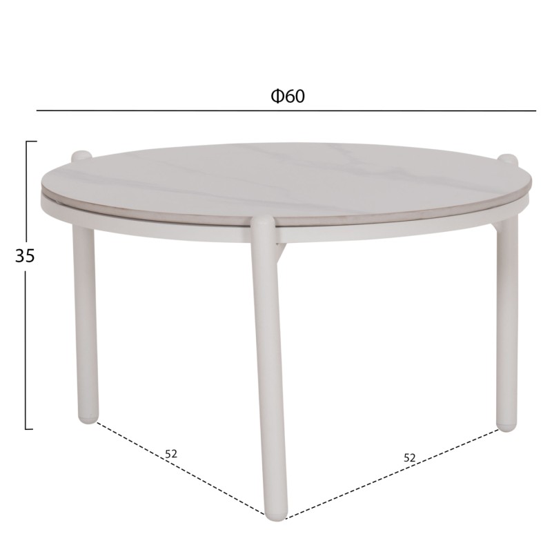 OUTDOOR LOUNGE SET 5PCS MEMFIS FK6470.03 ALUMINUM-ROPE-CERAMIC TOP--WHITE