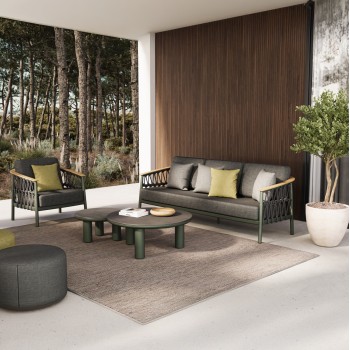 OUTDOOR LOUNGE SET 5PCS STREAM FK6426.07 ALUMINUM IN GREEN-DARK GREY STRAP ROPE & OLEFIN FABRIC OUTDOOR LOUNGE SET 5PCS STREAM FK6426.07 ALUMINUM IN GREEN-DARK GREY STRAP ROPE & OLEFIN FABRIC