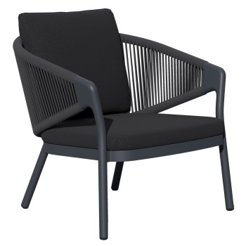 LOUNGE ALUMINUM CHAIR XANTION FK6471.01 WITH ROPE & CUSHIONS--GREY 71.5x77x78Hcm.