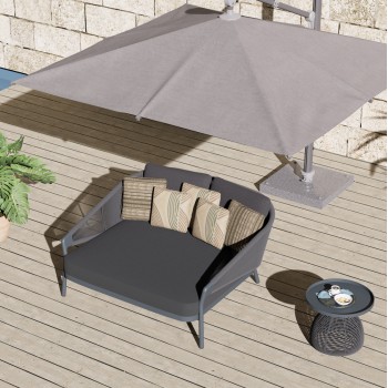 DAYBED SERIES XANTION FK6474.01 DARK GREY ALUMINUM-ROPE-OLEFIN FABRIC 157x147x88Hcm.