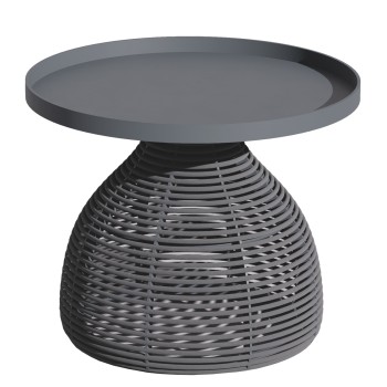 SIDE TABLE ROUND DRISCOLL FK6477.01 GREY ALUMINUM & ROPE Φ55x44Hcm.