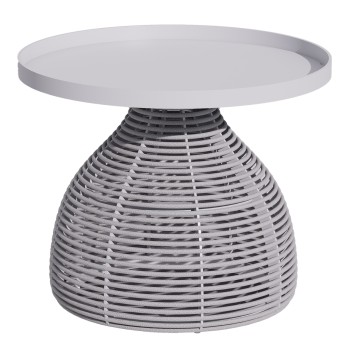 SIDE TABLE ROUND DRISCOLL FK6477.02 CREAM WHITE ALUMINUM-LIGHT GREY ROPE Φ55x44Hcm.