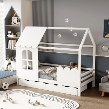 BED WITH MATTRESS DOMER FK21319 PINE WOOD IN WHITE--MATTRESS 90x190cm