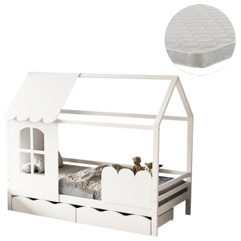 BED WITH MATTRESS DOMER FK21319 PINE WOOD IN WHITE--MATTRESS 90x190cm