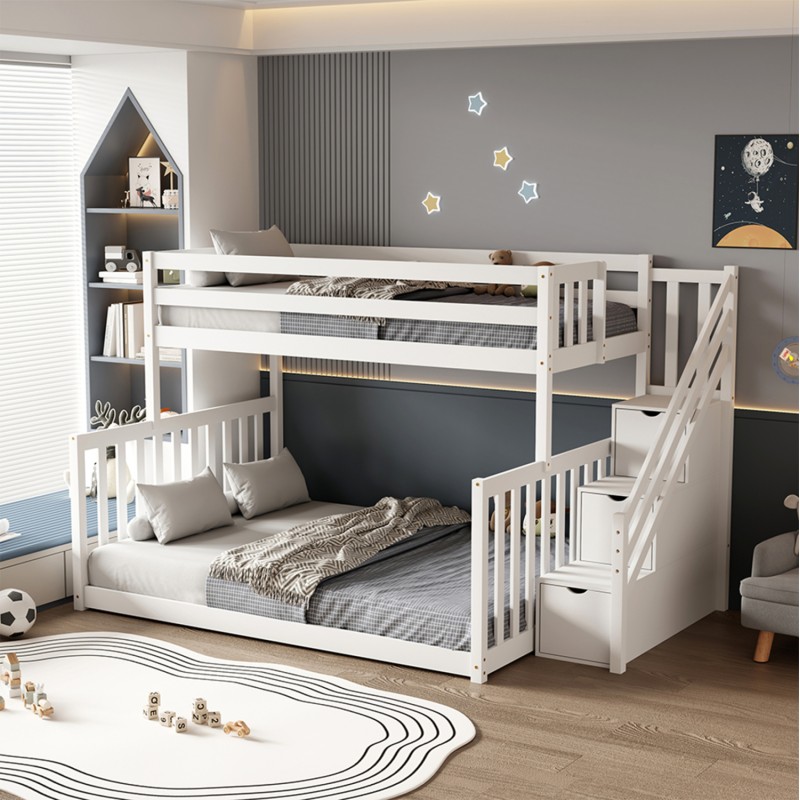 BUNK BED BEAMER FK21320 PINE WOOD IN WHITE--FOR MATTRESSES 90 & 140x190cm. BUNK BED BEAMER FK21320 PINE WOOD IN WHITE--FOR MATTRESSES 90 & 140x190cm.