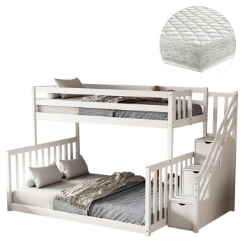BUNK BED BEAMER FK21320 PINE WOOD IN WHITE--FOR MATTRESSES 90 & 140x190cm.