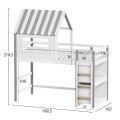 BUNK BED WITH SIDE SHELVES HOMI FK21321 PINE WOOD IN WHITE--FOR MATTRESS 90x190cm.
