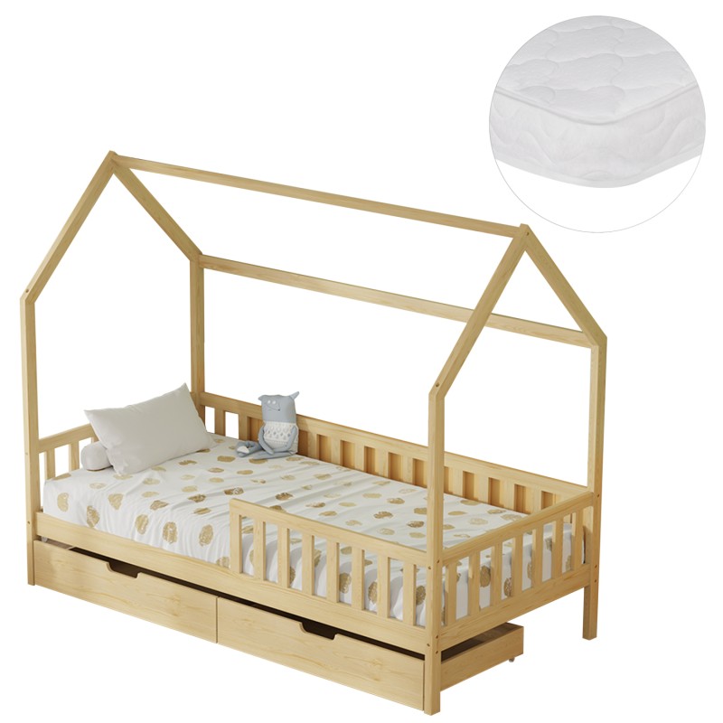 BED WITH DRAWERS PHYLLIS FK21324 PINE WOOD IN NATURAL WOOD COLOR--WITH MATTRESS 90x190cm BED WITH DRAWERS PHYLLIS FK21324 PINE WOOD IN NATURAL WOOD COLOR--WITH MATTRESS 90x190cm