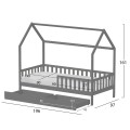 BED WITH DRAWERS PHYLLIS FK21324.02 PINE WOOD IN GREY--WITH MATTRESS 90x190cm BED WITH DRAWERS PHYLLIS FK21324.02 PINE WOOD IN GREY--WITH MATTRESS 90x190cm
