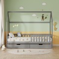 BED WITH DRAWERS PHYLLIS FK21324.02 PINE WOOD IN GREY--WITH MATTRESS 90x190cm BED WITH DRAWERS PHYLLIS FK21324.02 PINE WOOD IN GREY--WITH MATTRESS 90x190cm