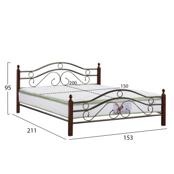DOUBLE BED WITH MATTRESS CELINA FK21328 METAL & WOOD IN DIRTY OAK--MATTRESS 150x200cm DOUBLE BED WITH MATTRESS CELINA FK21328 METAL & WOOD IN DIRTY OAK--MATTRESS 150x200cm