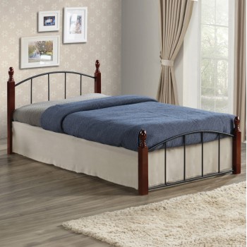 BED WITH MATTRESS MAKAI FK21330 METAL & WOOD IN WALNUT--MATTRESS 90x190cm BED WITH MATTRESS MAKAI FK21330 METAL & WOOD IN WALNUT--MATTRESS 90x190cm