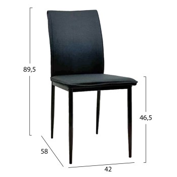DINING CHAIR PERKY FK18347.02 BLACK FABRIC & METAL LEGS 44x60x87Hcm.