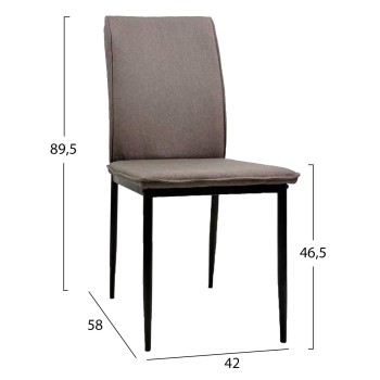 DINING CHAIR PERKY FK18347.03 BROWN FABRIC-METAL LEGS IN BLACK 44x60x87Hcm.
