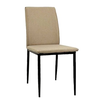 DINING CHAIR PERKY FK18347.04 BEIGE FABRIC-METAL LEGS IN BLACK 44x60x87Hcm.
