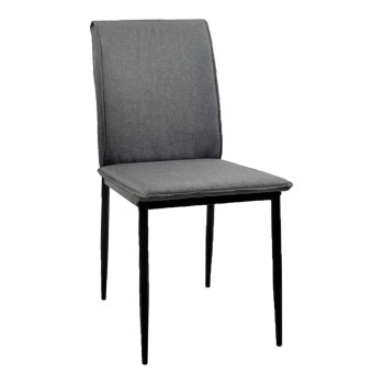 DINING CHAIR PERKY FK18347.01 GREY FABRIC-METAL LEGS IN BLACK 44x60x87H cm.