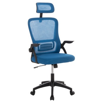 OFFICE CHAIR BLAZER FK1205.03 BLUE MESH FABRIC--BLACK ARMS 60x58x110-130Hcm.
