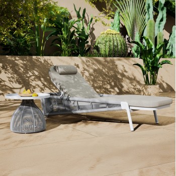 SUNBED XANTION FK6475.02 IVORY ALUMINUM--BEIGE ROPE-OLEFIN FABRIC 75x210x92Hcm. SUNBED XANTION FK6475.02 IVORY ALUMINUM--BEIGE ROPE-OLEFIN FABRIC 75x210x92Hcm.