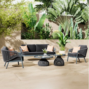 OUTDOOR LOUNGE SET 5PCS DRISCOLL FK6473.01 DARK GREY ALUMINUM-ROPE-OLEFIN FABRIC OUTDOOR LOUNGE SET 5PCS DRISCOLL FK6473.01 DARK GREY ALUMINUM-ROPE-OLEFIN FABRIC