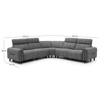 CORNER SOFA WITH 2 RECLINE SEATS ORACLE FK3290.01 GREY FABRIC 260x260x90(seat depth)x94Hcm.