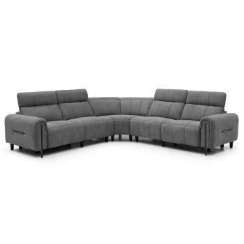 CORNER SOFA WITH 2 RECLINE SEATS ORACLE FK3290.01 GREY FABRIC 260x260x90(seat depth)x94Hcm.