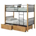 BUNK BED WITH FLOOR DRAWERS RAYVEN FK21119.02 WOOD IN BEECH COLOR-METAL--FOR MATTRESS 90x190cm. BUNK BED WITH FLOOR DRAWERS RAYVEN FK21119.02 WOOD IN BEECH COLOR-METAL--FOR MATTRESS 90x190cm.