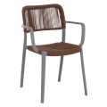 OUTDOOR DINING CHAIR STRIDER FK6391.03 GREY POLYPROPYLENE--BROWN ROPE 57x53x80Hcm. OUTDOOR DINING CHAIR STRIDER FK6391.03 GREY POLYPROPYLENE--BROWN ROPE 57x53x80Hcm.