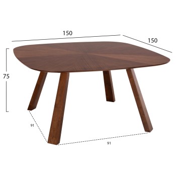 DINING SET 5PCS RINER FK21340 SQUARE TABLE MADE OF MDF--CHAIRS MADE OF RUBBERWOOD & FABRIC