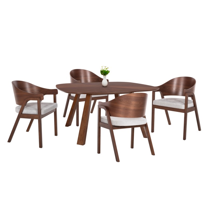 DINING SET 5PCS RINER FK21340 SQUARE TABLE MADE OF MDF--CHAIRS MADE OF RUBBERWOOD & FABRIC DINING SET 5PCS RINER FK21340 SQUARE TABLE MADE OF MDF--CHAIRS MADE OF RUBBERWOOD & FABRIC