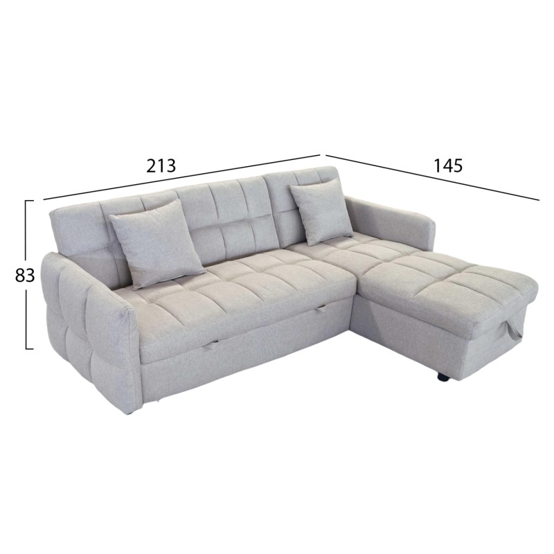 CORNER SOFABED REVERSIBLE NEZU FK3294.02 BEIGE FABRIC 210x140x78Hcm.