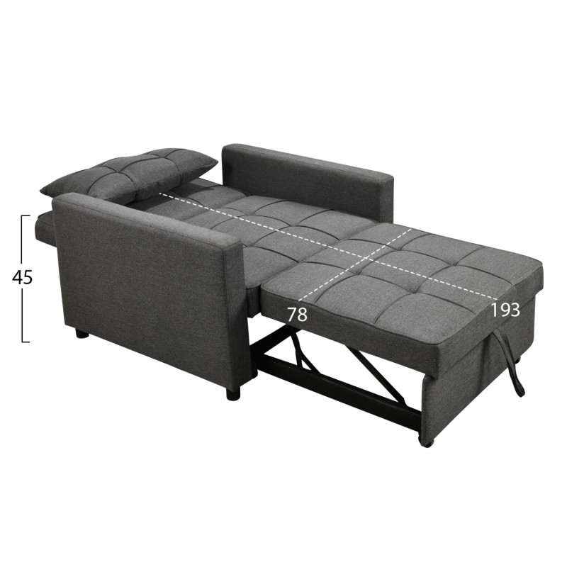ARMCHAIR-BED MERO FK3306.01 GREY FABRIC 98x85x88Hcm. ARMCHAIR-BED MERO FK3306.01 GREY FABRIC 98x85x88Hcm.