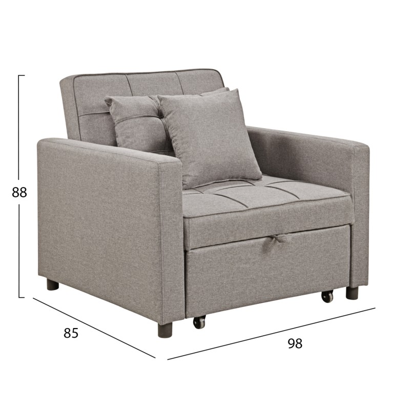 ARMCHAIR-BED MERO FK3306.03 BEIGE FABRIC 100x90x83Hcm. ARMCHAIR-BED MERO FK3306.03 BEIGE FABRIC 100x90x83Hcm.