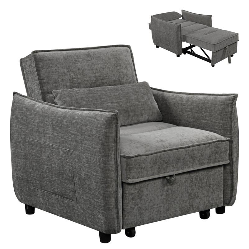 ARMCHAIR-BED ORYN FK3307.01 GREY FABRIC 85x88x78Hcm. ARMCHAIR-BED ORYN FK3307.01 GREY FABRIC 85x88x78Hcm.