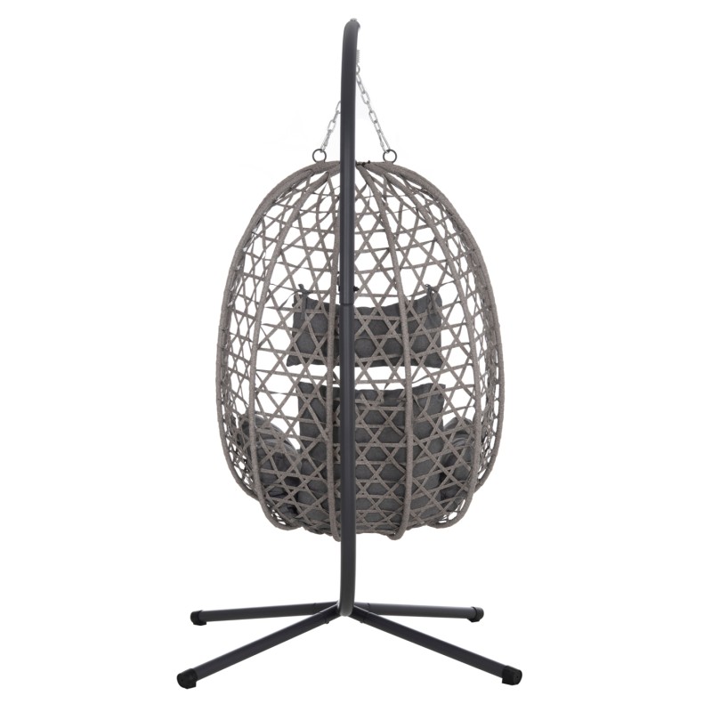 HANGING NEST NESTA FK6468.01 GREY METAL (STEEL) & P.E.RATTAN 100x100x190Hcm. HANGING NEST NESTA FK6468.01 GREY METAL (STEEL) & P.E.RATTAN 100x100x190Hcm.