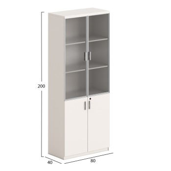 BOOKCASE NEWLINE FK18281 MELAMINE IN WHITE & BROWN--GLASS 80x40x200Hcm. BOOKCASE NEWLINE FK18281 MELAMINE IN WHITE & BROWN--GLASS 80x40x200Hcm.
