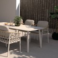 DINING CHAIR STREAM FK6427.02 CREAM WHITE ALUMINUM--BEIGE STRAP ROPE & OLEFIN FABRIC 59x63x85Hcm. DINING CHAIR STREAM FK6427.02 CREAM WHITE ALUMINUM--BEIGE STRAP ROPE & OLEFIN FABRIC 59x63x85Hcm.