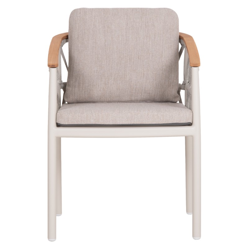 DINING CHAIR STREAM FK6427.02 CREAM WHITE ALUMINUM--BEIGE STRAP ROPE & OLEFIN FABRIC 59x63x85Hcm. DINING CHAIR STREAM FK6427.02 CREAM WHITE ALUMINUM--BEIGE STRAP ROPE & OLEFIN FABRIC 59x63x85Hcm.
