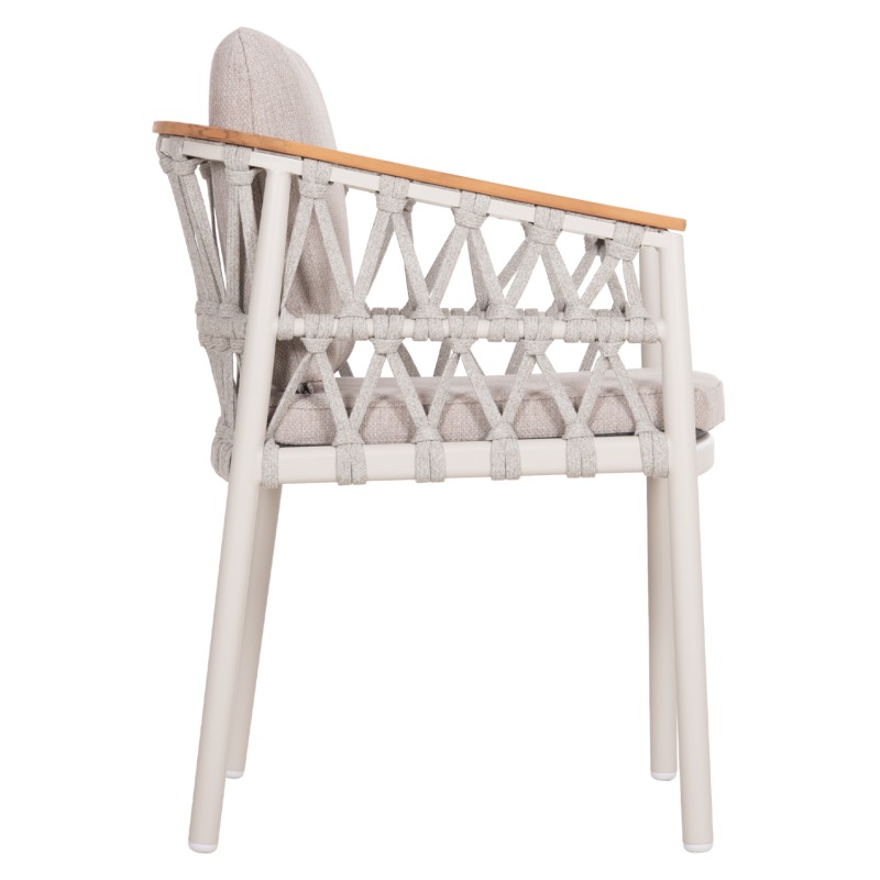 DINING CHAIR STREAM FK6427.02 CREAM WHITE ALUMINUM--BEIGE STRAP ROPE & OLEFIN FABRIC 59x63x85Hcm. DINING CHAIR STREAM FK6427.02 CREAM WHITE ALUMINUM--BEIGE STRAP ROPE & OLEFIN FABRIC 59x63x85Hcm.