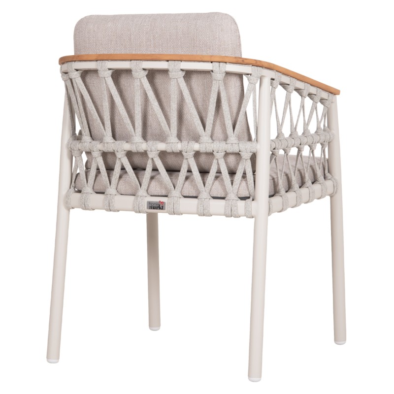 DINING CHAIR STREAM FK6427.02 CREAM WHITE ALUMINUM--BEIGE STRAP ROPE & OLEFIN FABRIC 59x63x85Hcm. DINING CHAIR STREAM FK6427.02 CREAM WHITE ALUMINUM--BEIGE STRAP ROPE & OLEFIN FABRIC 59x63x85Hcm.