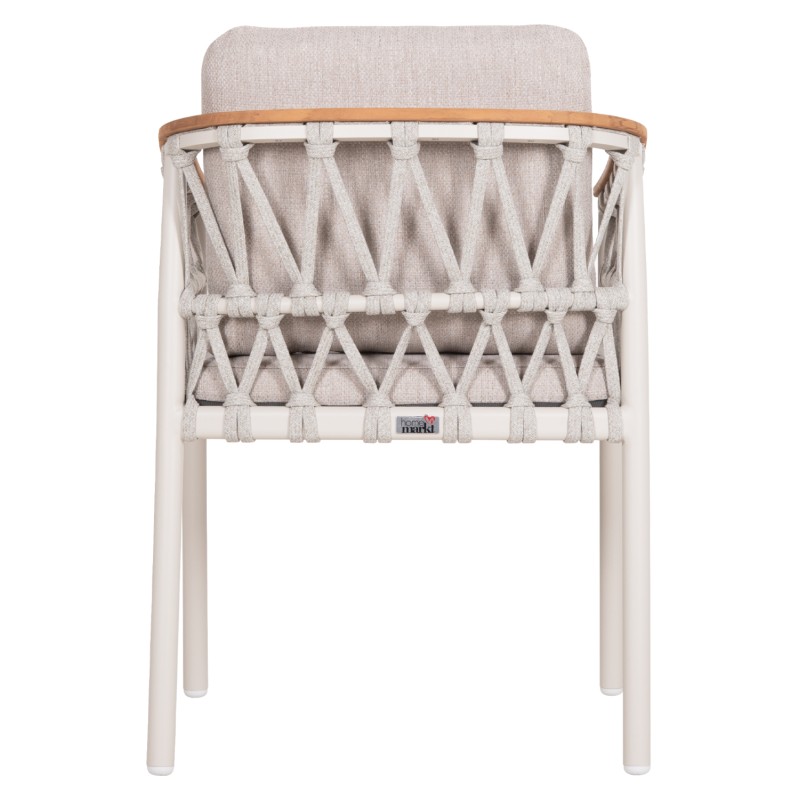 DINING CHAIR STREAM FK6427.02 CREAM WHITE ALUMINUM--BEIGE STRAP ROPE & OLEFIN FABRIC 59x63x85Hcm. DINING CHAIR STREAM FK6427.02 CREAM WHITE ALUMINUM--BEIGE STRAP ROPE & OLEFIN FABRIC 59x63x85Hcm.