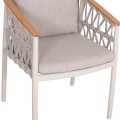 DINING CHAIR STREAM FK6427.02 CREAM WHITE ALUMINUM--BEIGE STRAP ROPE & OLEFIN FABRIC 59x63x85Hcm. DINING CHAIR STREAM FK6427.02 CREAM WHITE ALUMINUM--BEIGE STRAP ROPE & OLEFIN FABRIC 59x63x85Hcm.