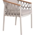 DINING CHAIR STREAM FK6427.02 CREAM WHITE ALUMINUM--BEIGE STRAP ROPE & OLEFIN FABRIC 59x63x85Hcm. DINING CHAIR STREAM FK6427.02 CREAM WHITE ALUMINUM--BEIGE STRAP ROPE & OLEFIN FABRIC 59x63x85Hcm.