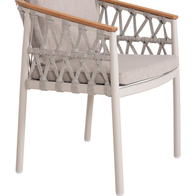 DINING CHAIR STREAM FK6427.02 CREAM WHITE ALUMINUM--BEIGE STRAP ROPE & OLEFIN FABRIC 59x63x85Hcm. DINING CHAIR STREAM FK6427.02 CREAM WHITE ALUMINUM--BEIGE STRAP ROPE & OLEFIN FABRIC 59x63x85Hcm.