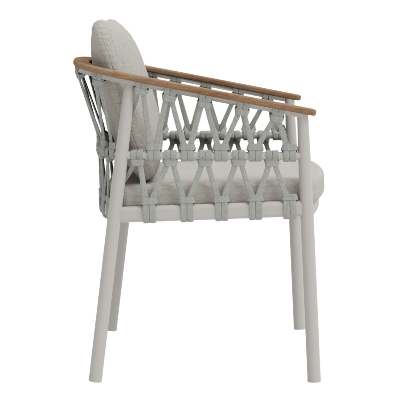 DINING CHAIR STREAM FK6427.02 CREAM WHITE ALUMINUM--BEIGE STRAP ROPE & OLEFIN FABRIC 59x63x85Hcm. DINING CHAIR STREAM FK6427.02 CREAM WHITE ALUMINUM--BEIGE STRAP ROPE & OLEFIN FABRIC 59x63x85Hcm.