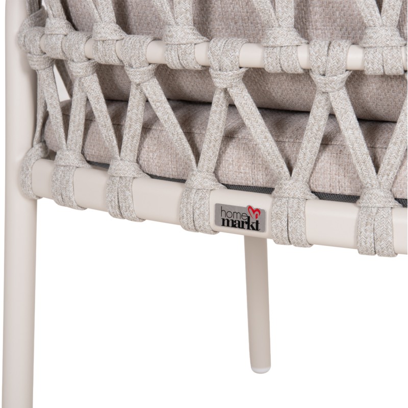 DINING CHAIR STREAM FK6427.02 CREAM WHITE ALUMINUM--BEIGE STRAP ROPE & OLEFIN FABRIC 59x63x85Hcm. DINING CHAIR STREAM FK6427.02 CREAM WHITE ALUMINUM--BEIGE STRAP ROPE & OLEFIN FABRIC 59x63x85Hcm.