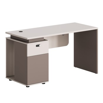 OFFICE DESK LEFT CABINET NEWLINE FK18274L MELAMINE IN CREAM WHITE-LIGHT BROWN 120x60x75Hcm.