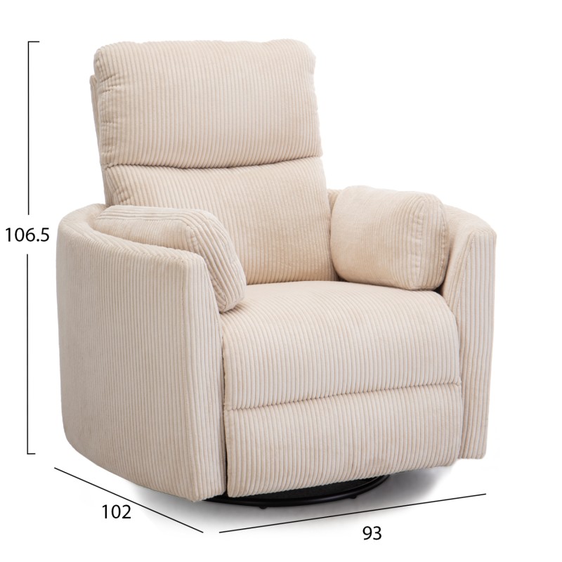 ARMCHAIR RELAX/BREASTFEEDING VELMORA FK3300.03 BEIGE STRIPED FABRIC 100x90x100Hcm. ARMCHAIR RELAX/BREASTFEEDING VELMORA FK3300.03 BEIGE STRIPED FABRIC 100x90x100Hcm.