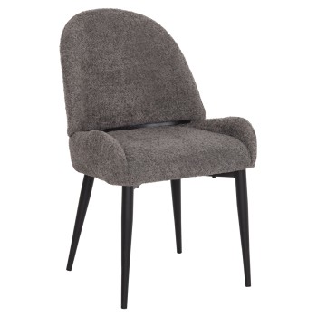 DINING CHAIR SARKY FK8585.11 BOUCLE GREY FABRIC-BLACK METAL LEGS 56x64x88Hcm.