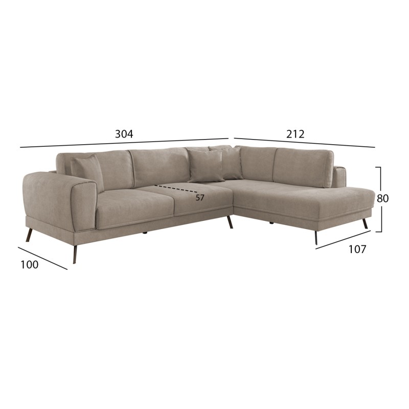 CORNER SOFABED (RIGHT) ZENORA FK3337.03R BEIGE FABRIC 303x214x80Hcm CORNER SOFABED (RIGHT) ZENORA FK3337.03R BEIGE FABRIC 303x214x80Hcm